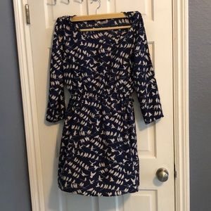 Navy blue dress bird print XL